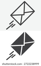 Icono de correo expreso establecido en diferente estilo. Línea, contorno e icono sólido con trazo editable. Signo y símbolo de Vector para la entrega rápida y el icono de envío.