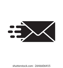Express mail icon for urgent communication fast delivery service and quick message sending representing speedy correspondence and priority post vector solid glyph icon