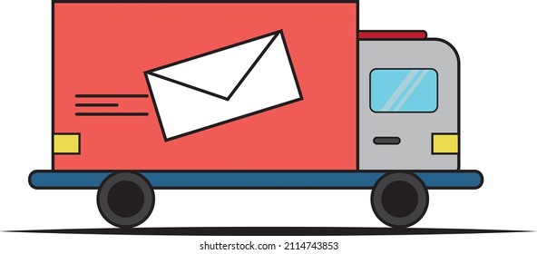 Express Mail Vector Delivery Truck With Mail Icon Postal Illustration Of Freight Car Delivery Truck On White Background Professionally. Vector EPS 10.