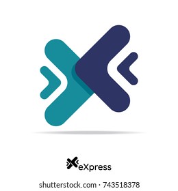 Express Money Change Logo. Internet Digital Fast Transfer Icon. Logistic Delivery Courier Provider. Letter X Sign. Abstract Providence Box Symbol. Internet Thinks Concept Design. Vector Illustration
