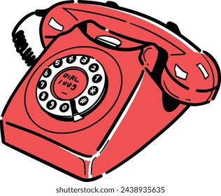 Express old retro phones in drawing and point colors