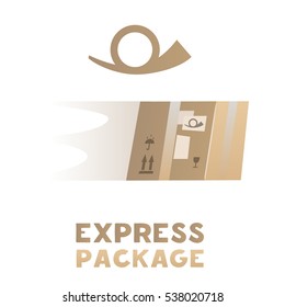 Express package, fast delivery isolated vector illustration