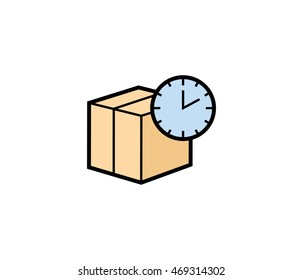 Express parcel delivery icon. Vector illustration of parcel box