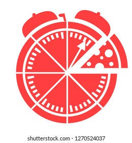 Express pizza delivery icon. Stopwatch food delivery. Flat vector illustration isolated on white background.