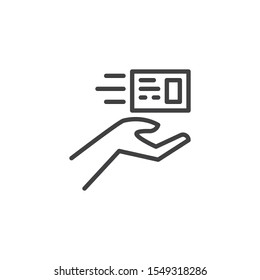 Express post delivery line icon. linear style sign for mobile concept and web design. Newsletter delivery hand outline vector icon. Symbol, logo illustration. Vector graphics