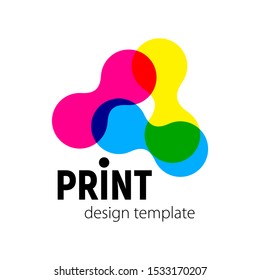 Express press and photocopy. Polygraphy and CMYK printing factory. Design multimedia logo template. Vector illustration.