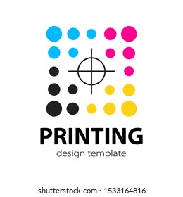 Express Press And Photocopy. Polygraphy, Prepress And Other Work. Design Printshop Logo Template. Vector Illustration.