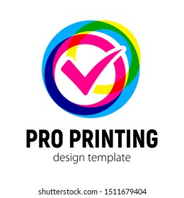 Express press and photocopy. Polygraphy and printing studios. Design publisher logo template. Vector illustration.