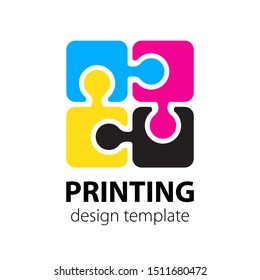 Express press and photocopy. Polygraphy and printing studio. Design printshop logo template. Vector illustration.