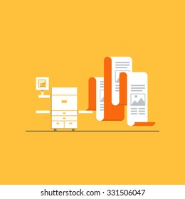 Express printshop services, polygraphy production, copy center, vector flat illustration