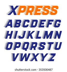 Express service font. Fast speed lines alphabet.Vector.