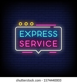 Express Service Neon Signs Style Text Vector