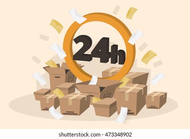 Express shipping delivery, fast order delivery vector flat illustration
