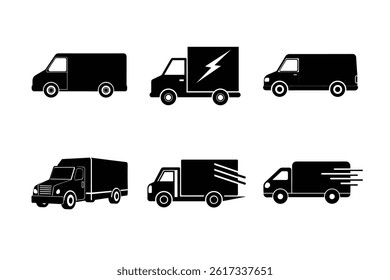 Express Shipping Truck Vector Illustration Set
