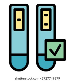Prueba rápida que muestra un resultado positivo con un icono de marca de verificación verde