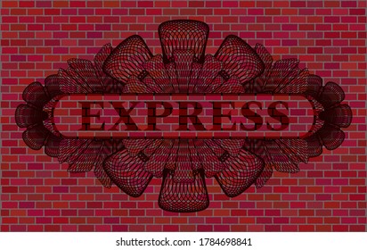 Express text inside Currency brick wall realistic emblem. Tiles luxurious background. Illustration. 