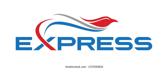 Express Text Logo Head Eagle Concept