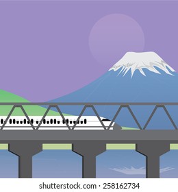Express Train across Bridge and Mountain