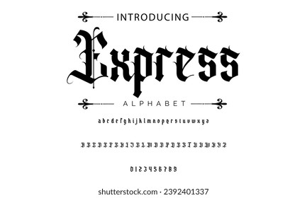 Tipo de letra del tatuaje Express Vintage. Fuente para los logotipos del estudio de tatuajes, marca de alcohol y muchos otros de estilo retro.