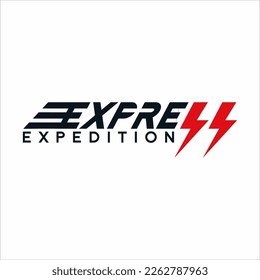 Express word design with thunderbolt symbol on S letter.