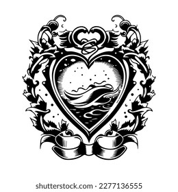 Express your love in a unique way with our heart sign tattoo design collection, featuring beautifully detailed black and white Hand drawn illustrations