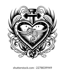 Exprese su amor de una manera única con nuestra colección de diseños de tatuajes de signos cardíacos, que incluye ilustraciones muy detalladas de dibujos de mano en blanco y negro