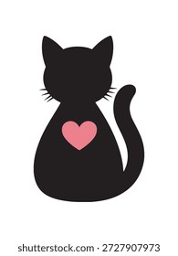 Expresse sua paixão por felinos com esta elegante silhueta de um gato com um vetor de coração. Este design limpo e moderno apresenta uma silhueta de gato graciosa integrada com um símbolo de coração, capturando perfeitamente o vínculo profundo entre os seres humanos e seus animais de estimação. É um recurso ideal para marcas com temas de animais de estimação, logotipos de abrigos de animais, cartões do Dia dos Namorados e mercadorias de amante de gatos.