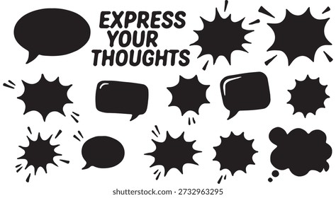 Ausdrucken Sie Ihre Gedanken mit verschiedenen Sprechblasen und Comic-Elementen