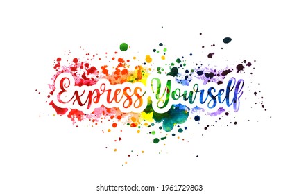 Express yourself concept, motivation poster, rainbow banner