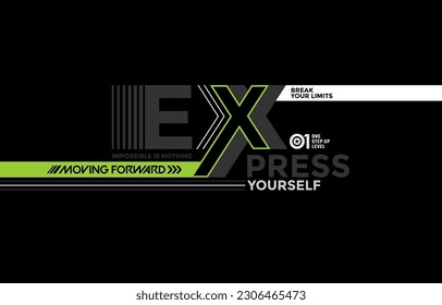 Exprésate, eslogan moderno y elegante de la tipografía. Dibujo vectorial de diseño abstracto colorido para camisetas, prendas, fondo, tipografía, afiche y más.