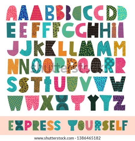 Express yourself vector papercut alphabet for collage