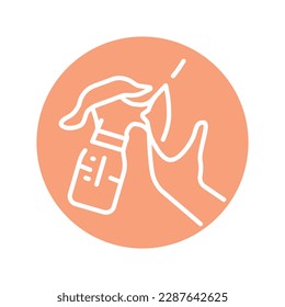 Expressing with a breast pump  сolor line icon. Pictogram for web page.