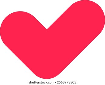 Expressing love and approval, a vibrant red heart forms a check mark, symbolizing positive affirmation and connection, set against a clean white background