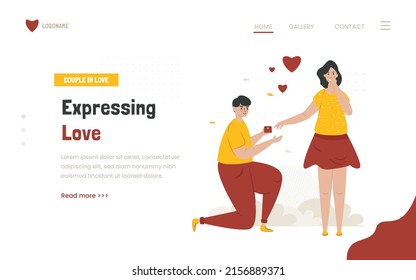 Expressing love, romantic couple flat design illustration
