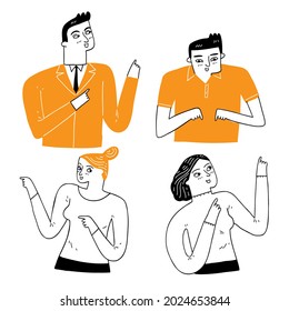 Expressing a person's personality, pose, by pointing or giving directions.