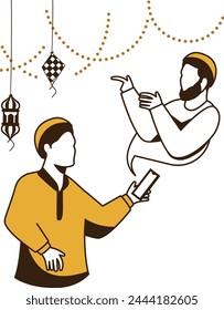 Expresando y enviando los mejores deseos Concepto en línea, Compartir mensajes de bienvenida de Eid Diseño de Vector, Eid al Adha Eid ul Kabir Símbolo, Hajj Sign, Musulmanes Religiosa Eva Ilustración de stock