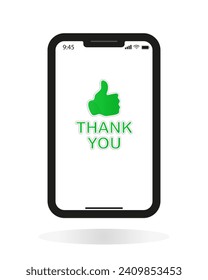 Expressing Thank you with a Smartphone Notification Vector. Thank you message showing up on a mobile device.