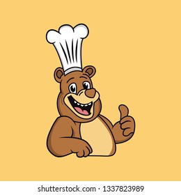 the expression of a bear with a chef's hat