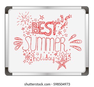 expression Best Summer holiday on flip chart background. Vector illustration.