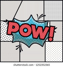 expression bubble with pow pop art style
