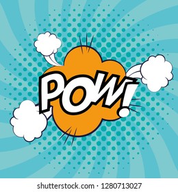 expression bubble with pow pop art style