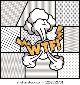 expression bubble with wtf pop art style