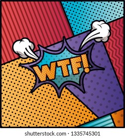 expression bubble with wtf pop art style