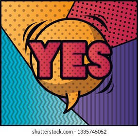 expression bubble with yes pop art style