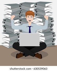 Expression of a busy male office worker