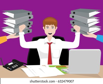 Expression of a busy male office worker