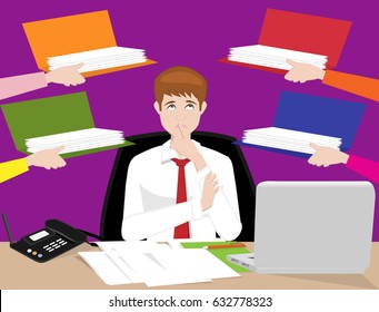 Expression of a busy male office worker
