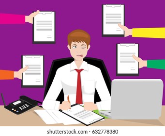 Expression of a busy male office worker