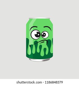expression of canned drinks, sad, disappointed, moody, vector illustration
