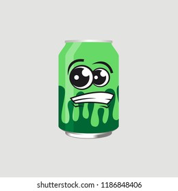 expression of canned drinks, sad, disappointed, moody, vector illustration